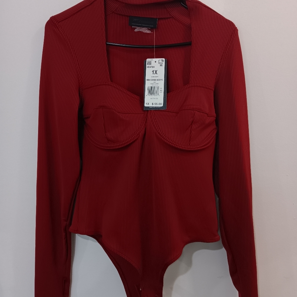 New 2pc Cardi Bx x Reebok Bodysuit and Skirt  Burgundy